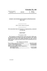 Report [to Accompany S. 2804] Energy and Water Development Appropriations Bill, 2017