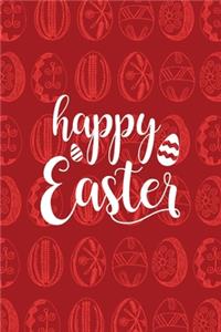 Happy Easter Notebook, Blank Write-in Journal, Dotted Lines, Wide Ruled, Medium (A5) 6 x 9 In (Red)