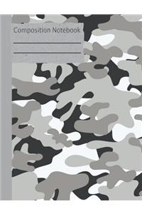 Camouflage Gray Composition Notebook - 4x4 Graph Paper