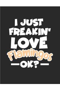 I Just Freakin' Love Flamingos Ok?: Wide Ruled Composition Notebook Journal V1