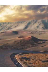 Mountain Sky Sunset Clouds Volcano Road Scenic Notebook