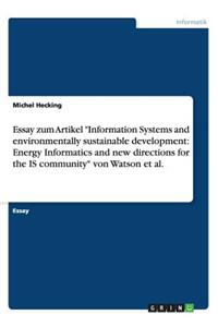Essay zum Artikel Information Systems and environmentally sustainable development