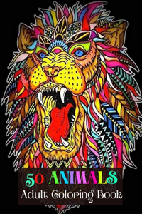 50 Animals Adult Coloring Book