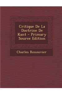 Critique de La Doctrine de Kant