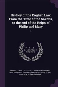 History of the English Law: From the Time of the Saxons, to the end of the Reign of Philip and Mary: 3