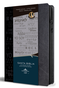 Biblia Rvr 1960 Nombres de Dios Letra Grande Tamaño Manual Con Índice Y Cremalle Ra Color Negro / Spanish Bible Rvr60 Handy Size Black Names of God Index Zipp