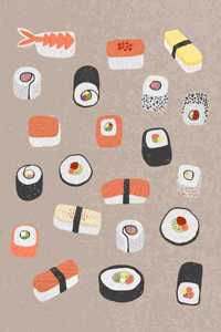 Notes: A Blank Japanese Kanji Practice Paper Notebook with Sushi Nigiri Maki Cover Art