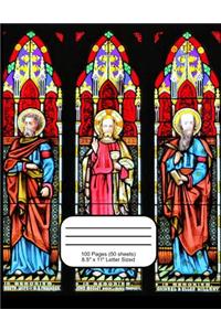 Stained Glass Window Narrow Ruled Composition Book