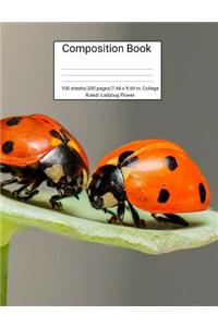 Composition Book 100 Sheets/200 Pages/7.44 X 9.69 In. College Ruled/ Ladybug Flower