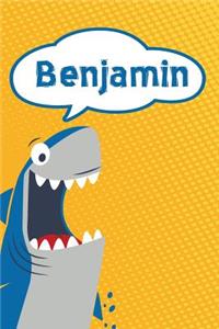 Benjamin: Personalized Shark Isometric Dot Paper Notebook for Kids 120 Pages 6x9