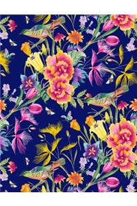 My Big Fat Bullet Journal Bird in Flowers Pattern on Navy