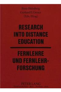 Research Into Distance Education / Fernlehre Und Fernlehrforschung