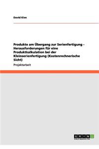 Produkte am Übergang zur Serienfertigung - Herausforderungen für eine Produktkalkulation bei der Kleinserienfertigung (Kostenrechnerische Sicht)