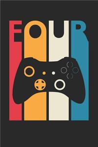 Gaming Notebook for 4 Year Old Boys and Girls - Vintage Gaming Journal - 4th Birthday Gift for Gamer Diary