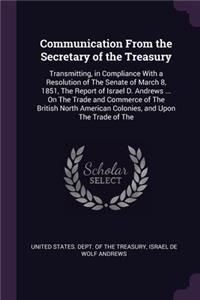 Communication From the Secretary of the Treasury