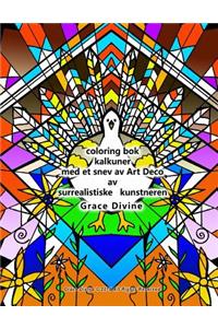 coloring bok kalkuner med et snev av Art Deco av surrealistiske kunstneren Grace Divine