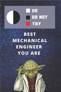 Medium College-Ruled Notebook, 120-page, Lined - Best Gift For Mechanical Engineer - Funny Yoda Quote - Present For Engineering Scientist