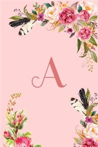 Monogram Initial Letter A Notebook for Women and Girls