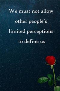 We must not allow other people's limited perceptions to define us