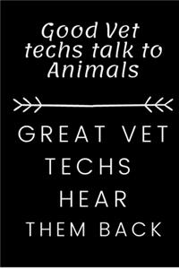 Good Vet techs talk to animals Great Vet techs hear them back