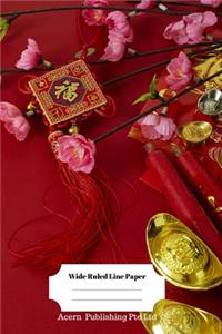 Chinese New Year Theme Wide Ruled Line Paper