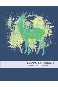 Blanko Notizbuch: Hirsch Notizheft Perfekt ALS Zeichenbuch, Blankobuch, Leeres Tagebuch, Skizzenbuch. A4 120 Seiten.