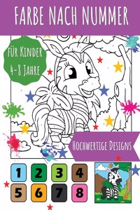 Farbe nach Nummer: Erstaunliche und hochwertige Illustrationen mit niedlichen Tieren für Kinder im Alter von 4-8 Jahren, die ihr Zahlenverständnis verbessern wollen.