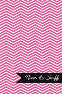 Notes & Stuff - Lined Notebook with Fuchsia Chevron Pattern Cover