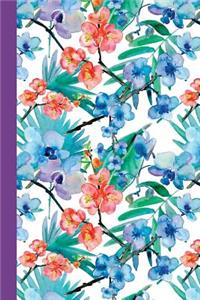 Sketchbook: Watercolor Flowers (Red and Blue/Purple) 6x9 - Blank Journal with No Lines - Journal Notebook with Unlined Pages for Drawing and Writing on Blank Paper