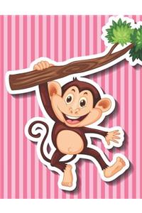 Monkey Hanging on a Tree Branch Blank Lined Notebook