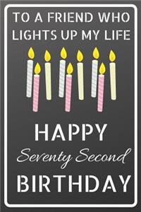 To a friend who lights up my life Happy Seventy Second Birthday