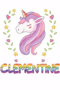 Clementine: Clementine Notebook Journal 6x9 Personalized Gift For Clementine Unicorn Rainbow Colors Lined Paper