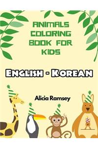 English - Korean Animals Coloring Book for Kids