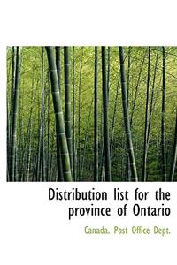 Distribution List for the Province of Ontario