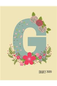 Perfect personalized initial diary Rustic Floral Initial Letter G Alphabet Lover Journal Gift For Class Notes or Inspirational Thoughts.