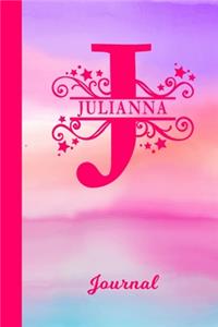 Julianna Journal: Personalized Custom First Name Personal Writing Diary - Cute Pink & Purple Watercolor Effect Cover - Daily Journal for Journalists & Writers for Not