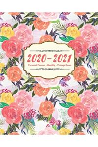 2020-2021 Personal Planner - Monthly - Vintage Roses