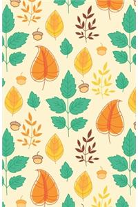 Lined Notebook A5 Size 110 Pages: Funny Ruled Journal. Cute Autumn Fall Green Orange Leaves 072 Unique Student Teacher Blank Scrapbook/ Composition/ Planner Great For Home School Off