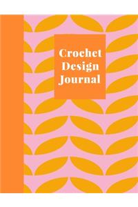 Crochet Design Journal: Squared Graph, Lined, and Blank Paper Notebook for Pattern Design and Crocheting Project Notes - Stylish Geometric Cover Design in Peach and Orange