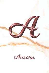 Aurora: Sketchbook - Blank Imaginative Sketch Book Paper - Letter A Rose Gold White Marble Pink Effect Cover - Teach & Practice Drawing for Experienced & As