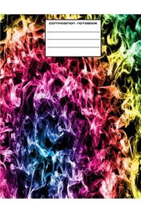 Rainbow Flame Graph Paper Composition Notebook