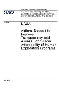 NASA, actions needed to improve transparency and assess long-term affordability of human exploration programs