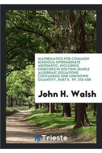 Mathematics for Common Schools