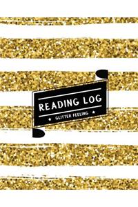 Reading Log: Record My Favorite Books I've Read (Large Size) - Gold & White Shining Glitter