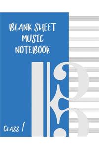 Blank Sheet Music Composition Manuscript Staff Paper Art Music CLASS 1 Notebook Purple Cover