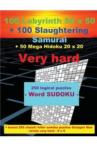 100 Labyrinth 50x50 + 100 Slaughtering Samurai + 50 Mega Hidoku 20x20 Very Hard