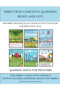 Learning Sheets for Preschool (Direction concepts