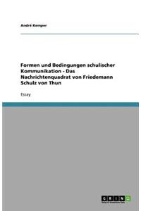 Formen und Bedingungen schulischer Kommunikation - Das Nachrichtenquadrat von Friedemann Schulz von Thun