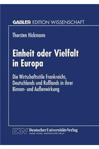 Einheit Oder Vielfalt in Europa