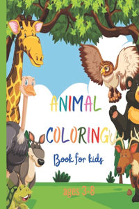 Animal coloring book for kids ages 3-8